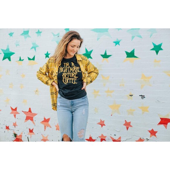 Women's Funny Coffee T Shirt I'm A Nightmare Before Coffee Christmas Tee - Picture 3 of 9